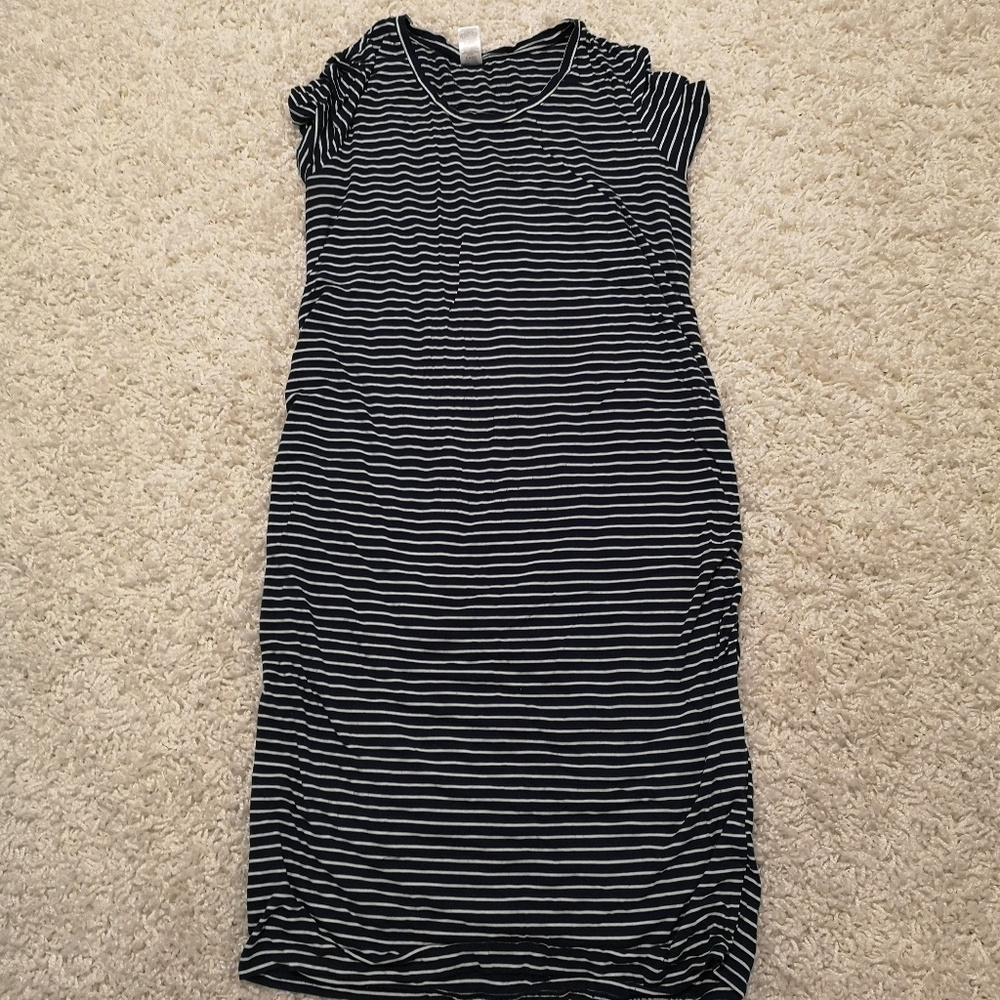 TIME AND TRU Navy Blue and White Maxi Dress